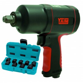 Llave de Impacto 1/2" YAH125 + ESTUCHE 9 VASOS IMPACTO